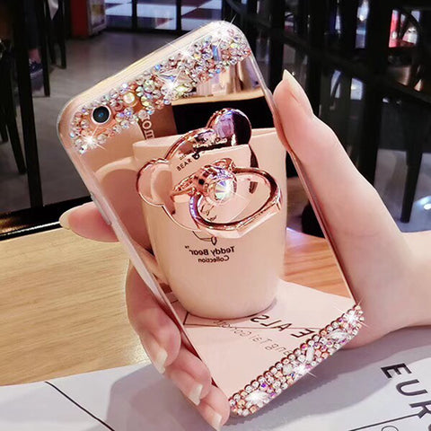 Glitter Mirror Case with Ring Holder